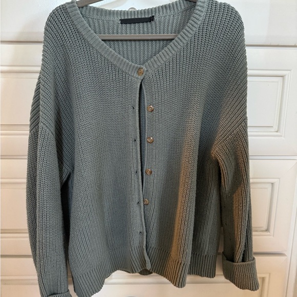 Jenni Kayne Sea Salt Cotton Hayes Crewneck Cardigan - Picture 2 of 3